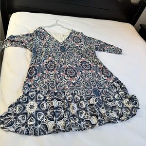 Eliza J Blue Pink Print Ruffled Dress